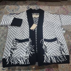 Black and White Fringe Cardigan
